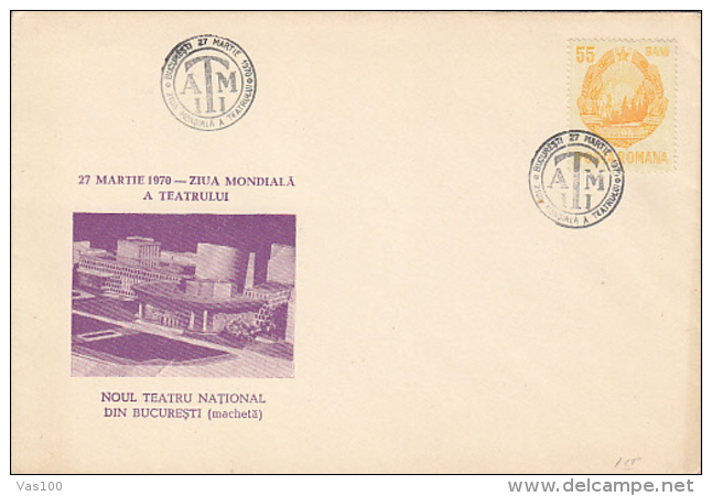 BUCHAREST NEW STATE THEATRE MODEL, SPECIAL COVER, 1970, ROMANIA - Cartas & Documentos