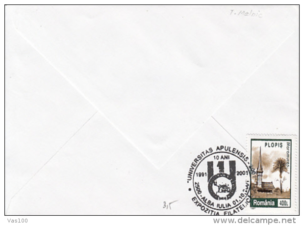 ALBA IULIA UNIVERSITY ANNIVERSARY, SPECIAL COVER, 2001, ROMANIA - Covers & Documents