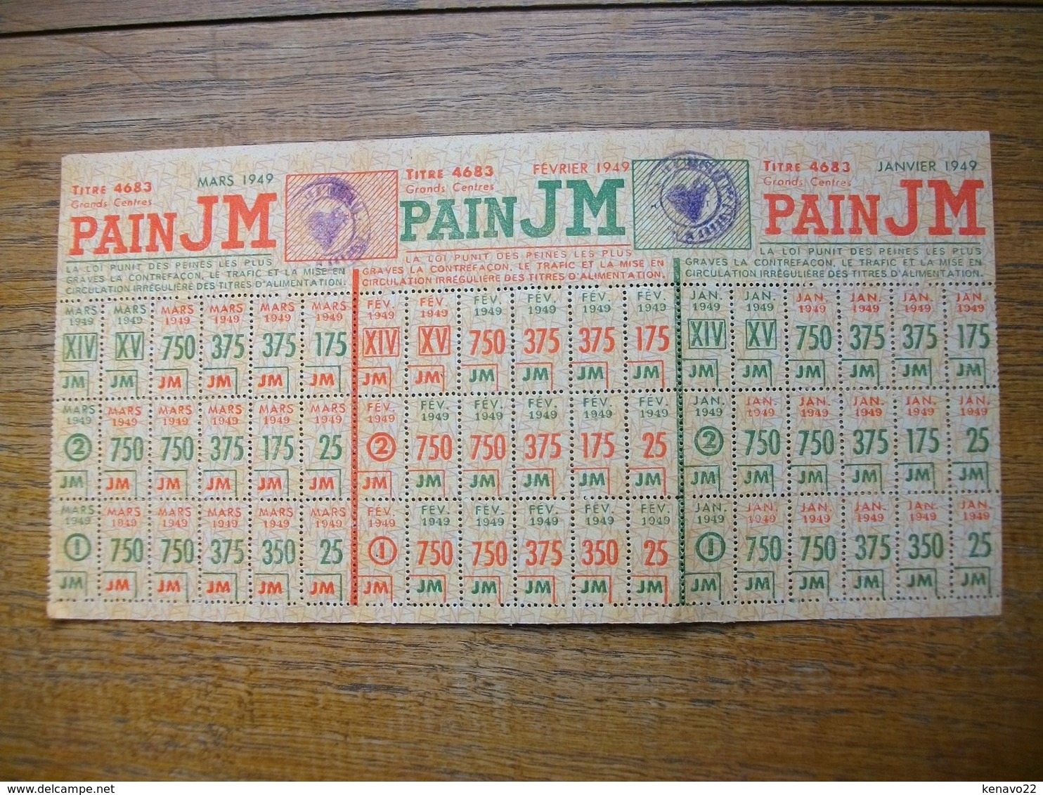 Ancien Tikets De Rationnement De 1949 Pour Le Pain , D'issy-les-moulineaux "" En Très Bon état "" - Non Classés