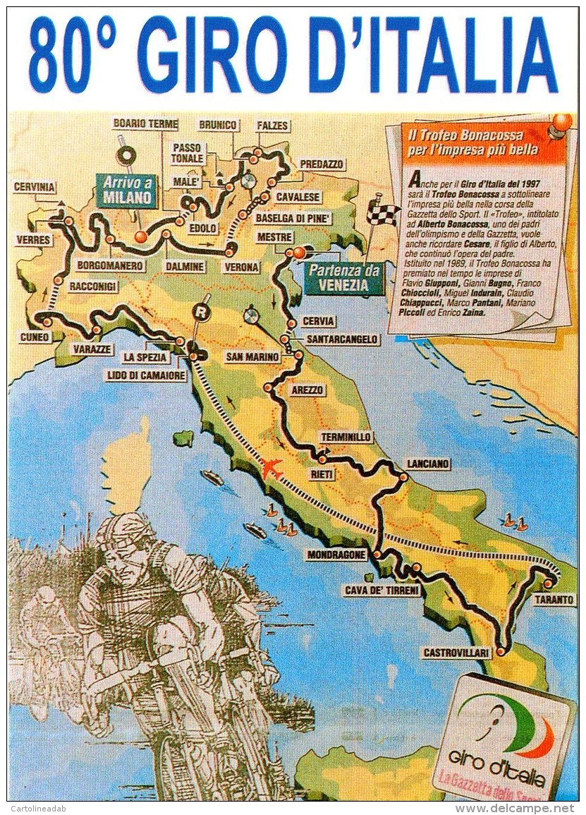 [DC0163] CPM - CARTOLINEA - CICLISMO - SPORT - 80° GIRO D'ITALIA  VINTO DALL'ITALIANO IVAN GOTTI - Non Viaggiata - Ciclismo