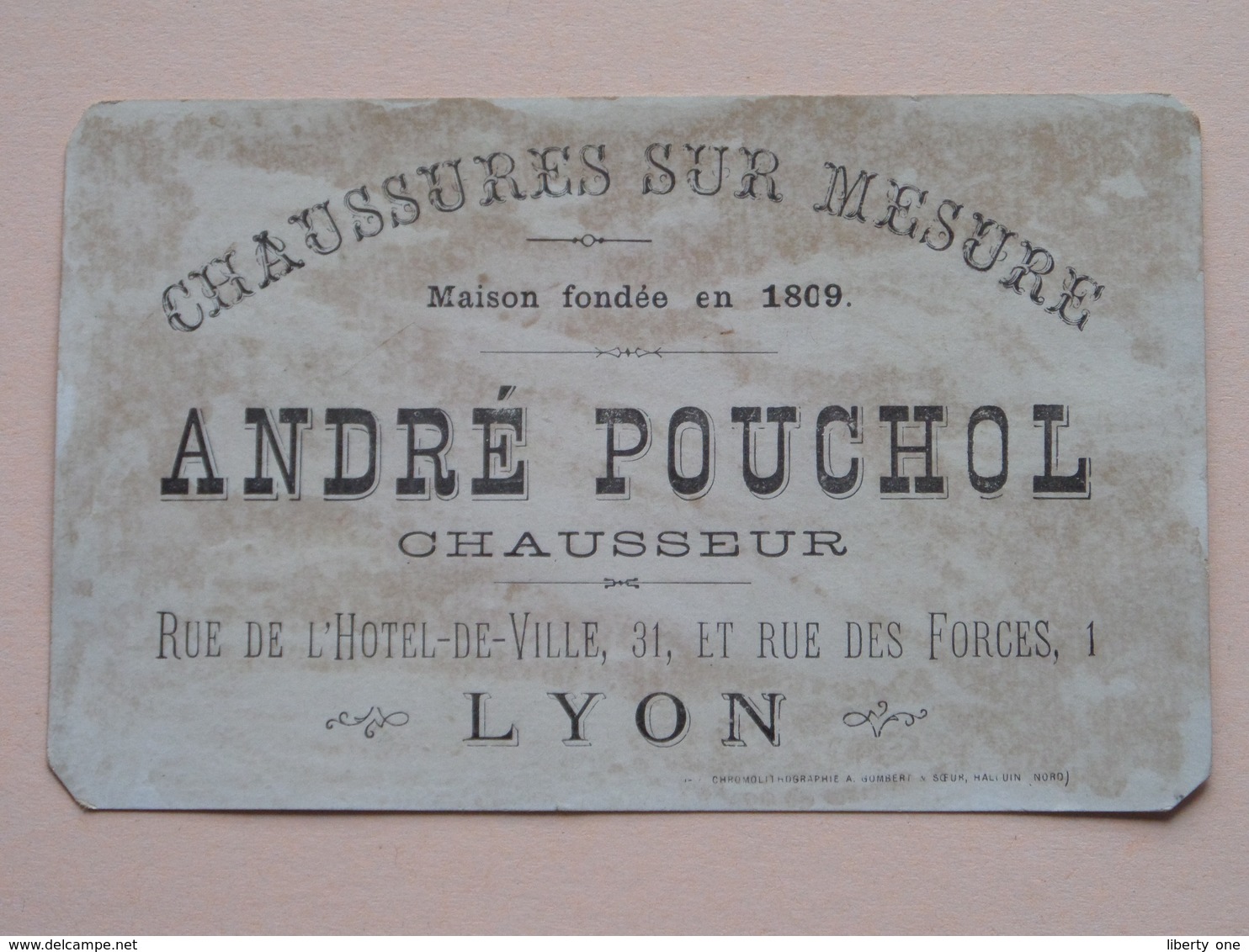 André POUCHOL Chaussures Sur Mesure - 31 Rue De L'Hôtel De Ville - LYON ( Chromo / Prent - Zie Foto's Voor Detail ) ! - Werbung