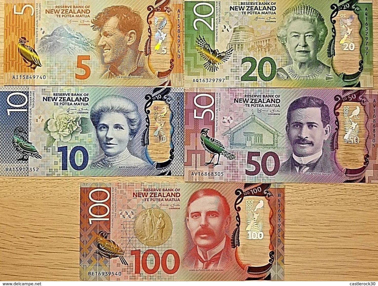 C) NEW ZEALAND BANK NOTES 5 PC SET UNC ND 2015 - 2016 - Neuseeland