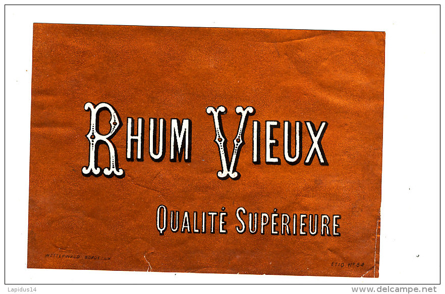 AN 233 / ETIQUETTE    RHUM    VIEUX  QUALITE SUPERIEURE - Rhum