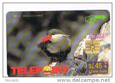 PERU'  - TELEPOINT  (CHIP) - BIRDS: ZARCILLO 45 + 5      - USED  -  RIF. 2026 - Peru