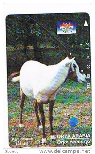 INDONESIA - TELKOM (TAMURA) -  1996 ANIMALS: ORYX ARABIA (ORYX CEUCORYX)          - USED  -  RIF. 1661 - Altri & Non Classificati