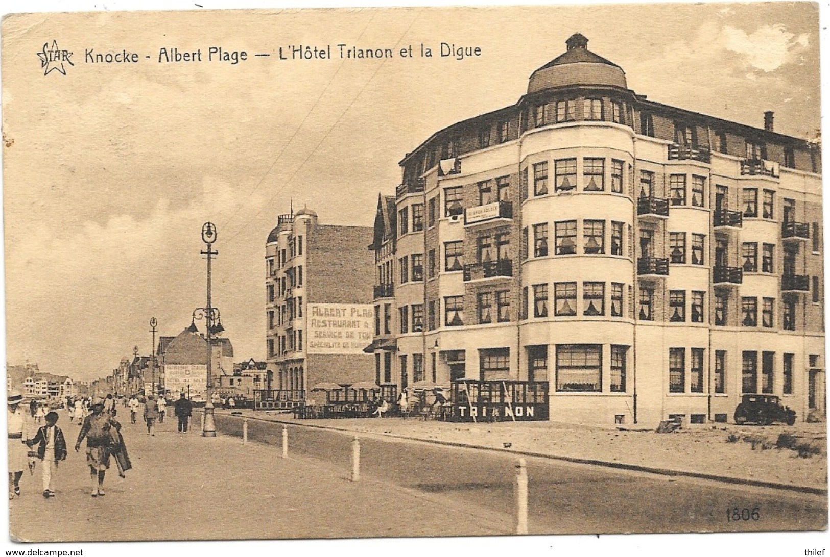 Knocke-Albert Plage NA54: L'Hôtel Trianon Et La Digue 1936 - Knokke