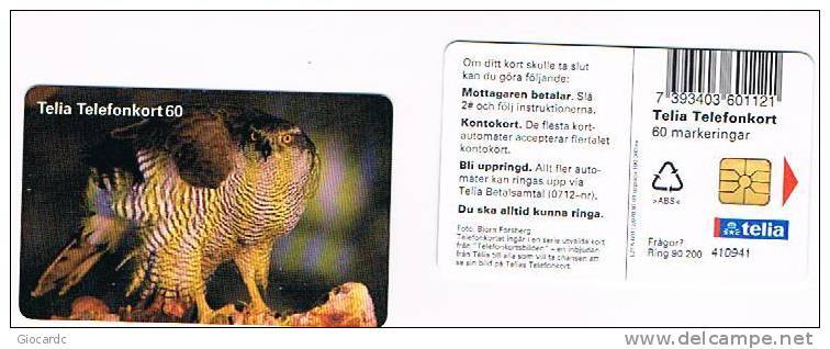 SVEZIA (SWEDEN) - TELIA  (CHIP) - 1997  BIRDS: GOSHAWK            -      USED °- RIF. 7696 - Owls