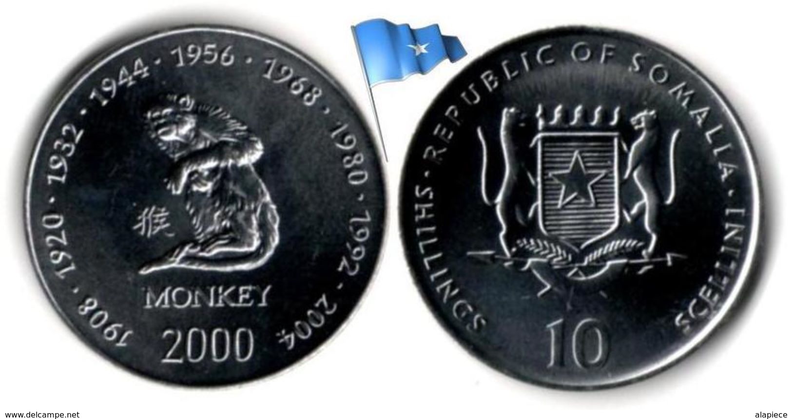 Somalie - 10 Shillings 2000 (Singe - UNC) - Somalia