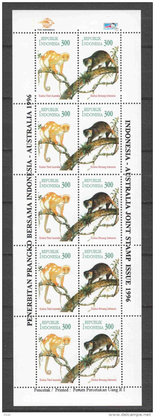 Indonesia 1996 Kleinbogen Mi 1610-1611 MNH  MONKEYS - Monkeys