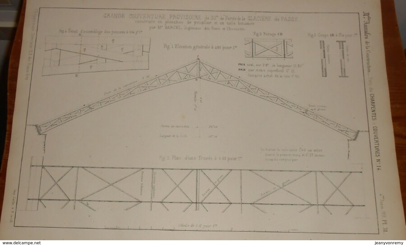 Plan D'une Grande Couverture Provisoire De La Glacière De Passy. 1858 - Public Works