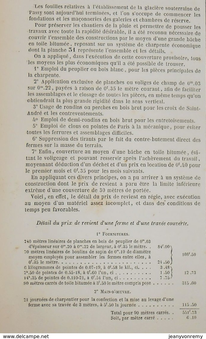 Plan D'une Grande Couverture Provisoire De La Glacière De Passy. 1858 - Public Works