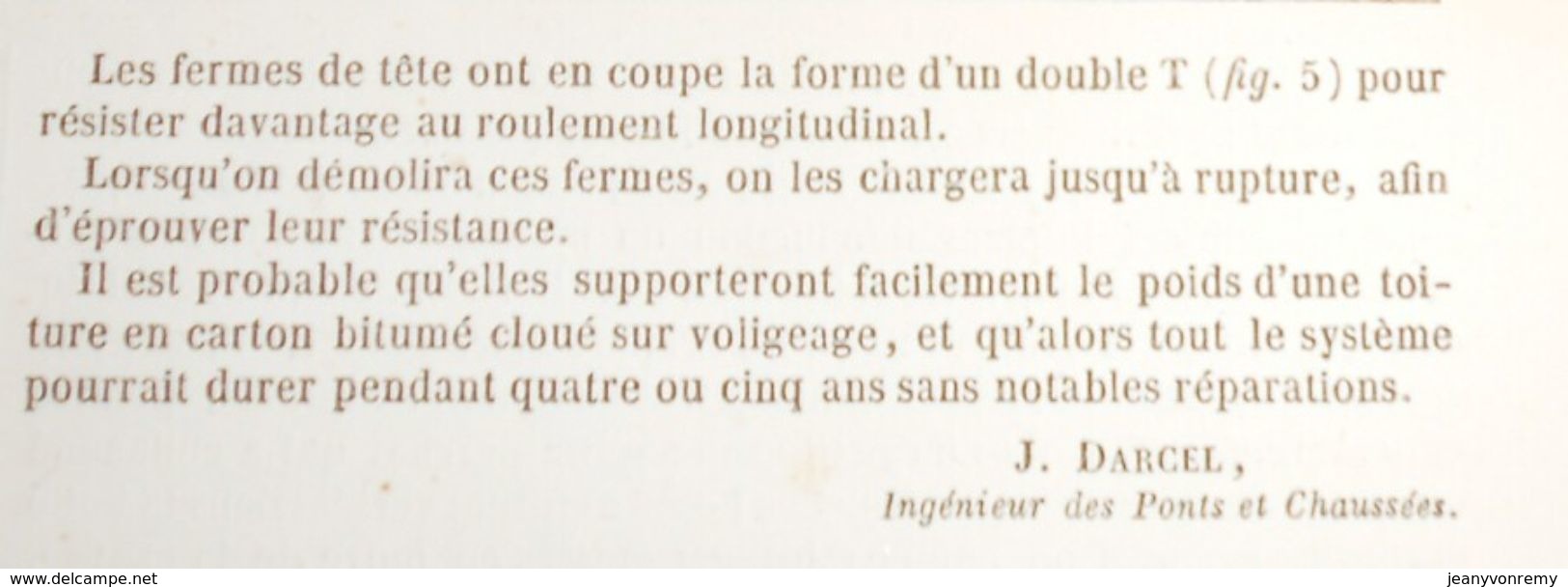 Plan D'une Grande Couverture Provisoire De La Glacière De Passy. 1858 - Arbeitsbeschaffung