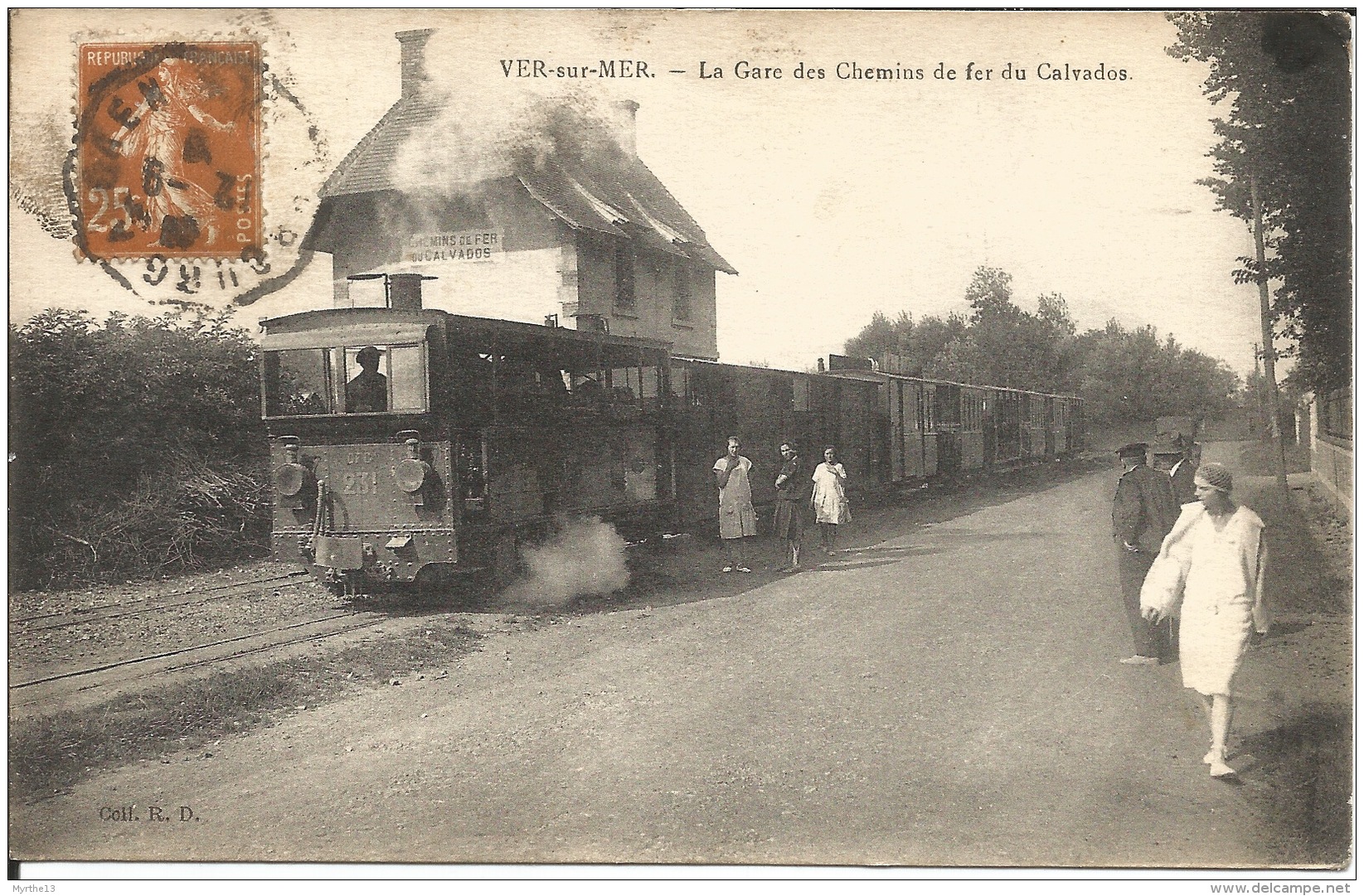 14  VER Sur MER  La Gare Des Chemins De Fer Du Calvados - Gares - Avec Trains