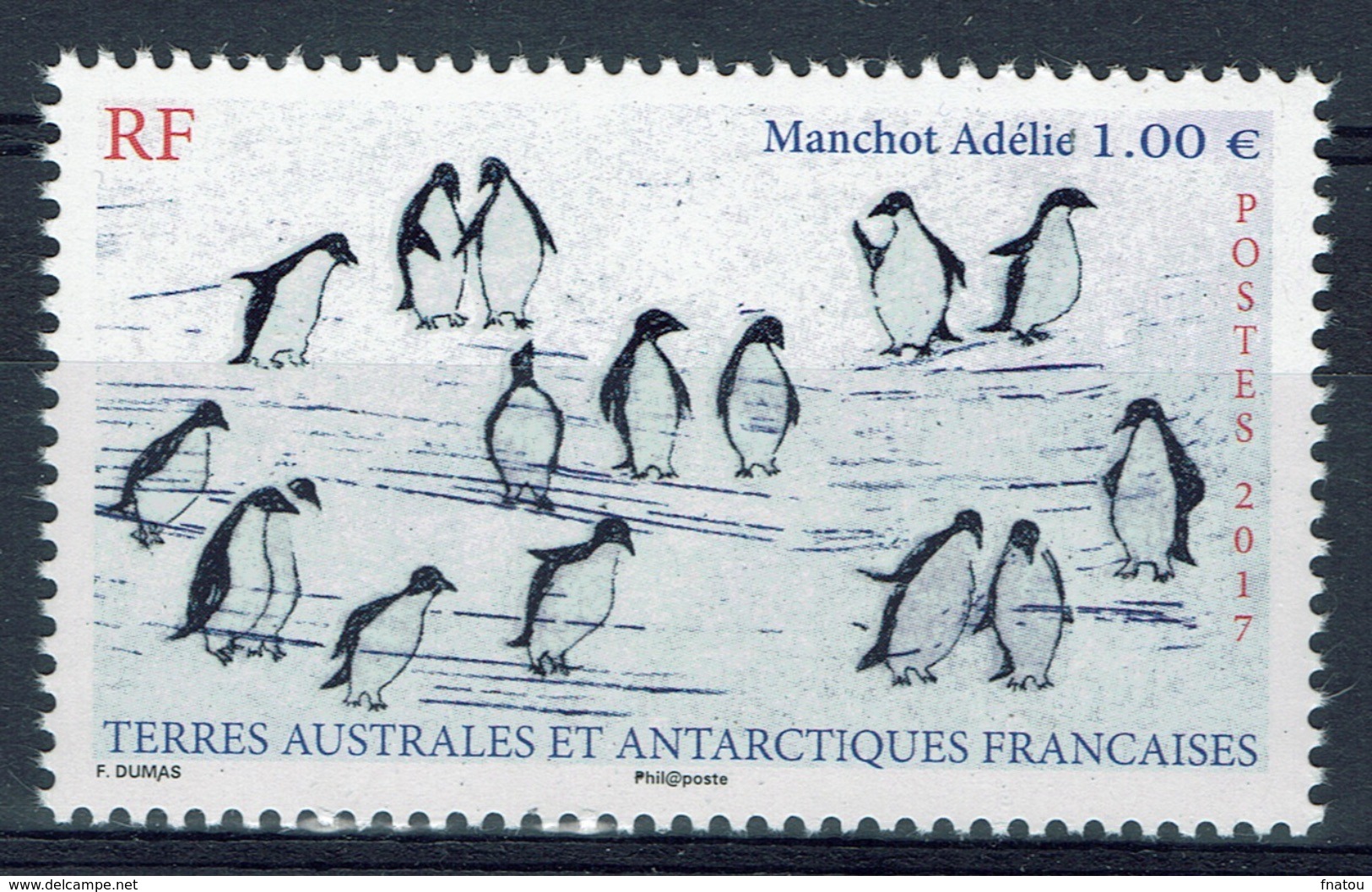French Antarctic (FSAT), Adélie Penguins On The Sea Ice, 2017, MNH VF - Unused Stamps