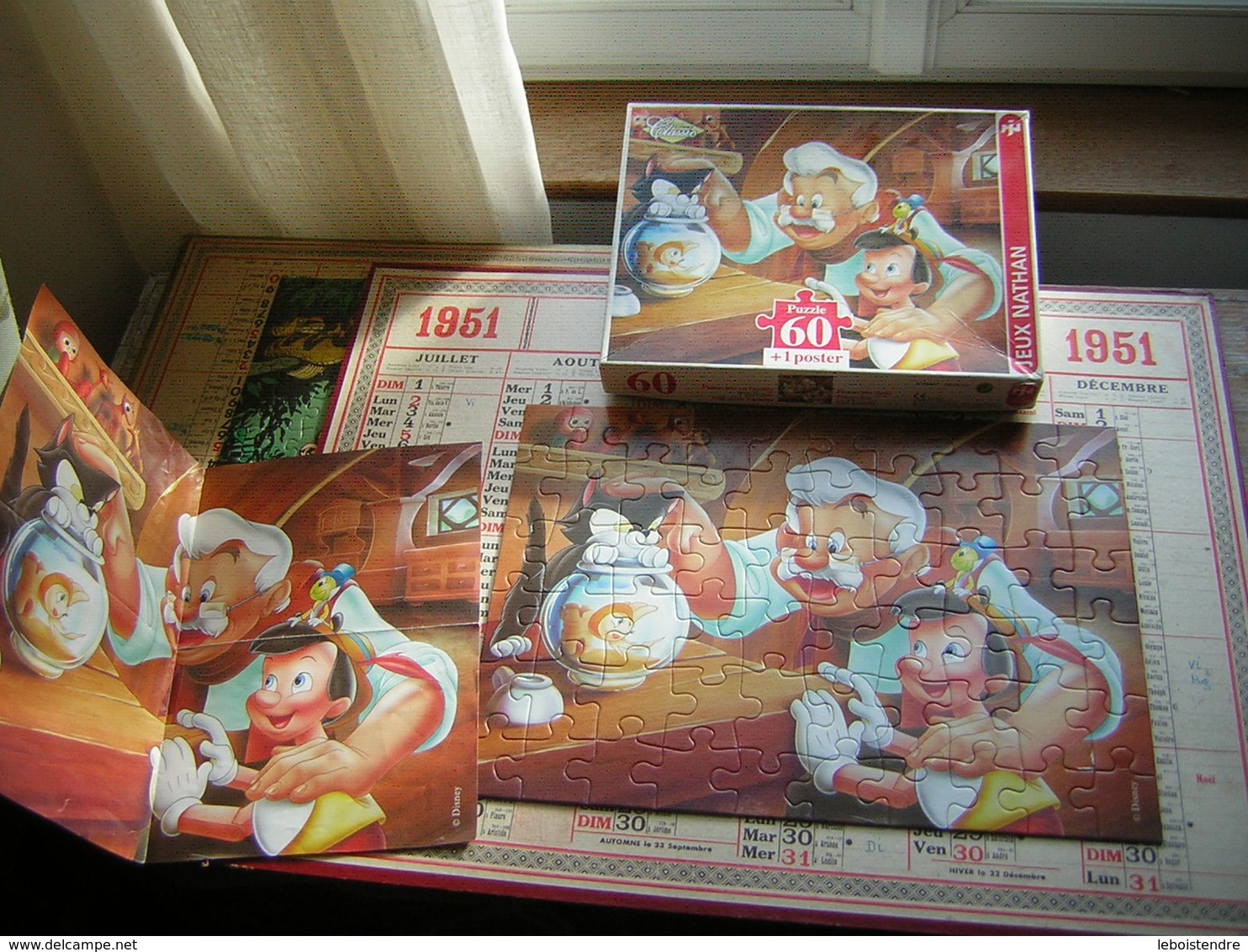 PUZZLE 60 PIECES  26 X 36 CM PINOCCHIO EN FAMILLE  JEUX NATHAN 1995 DISNEY CLASSIC - Puzzle Games