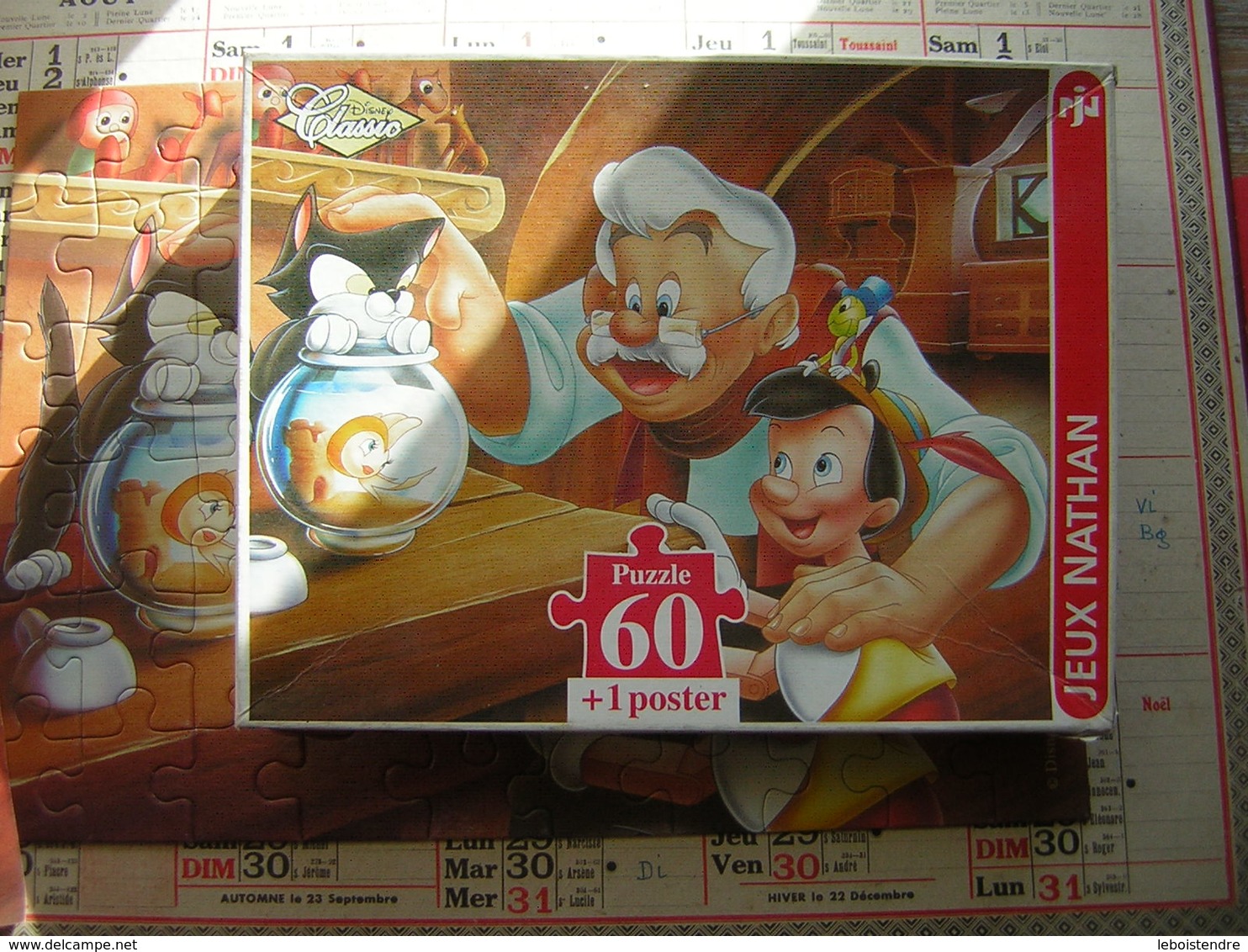 PUZZLE 60 PIECES  26 X 36 CM PINOCCHIO EN FAMILLE  JEUX NATHAN 1995 DISNEY CLASSIC - Puzzles