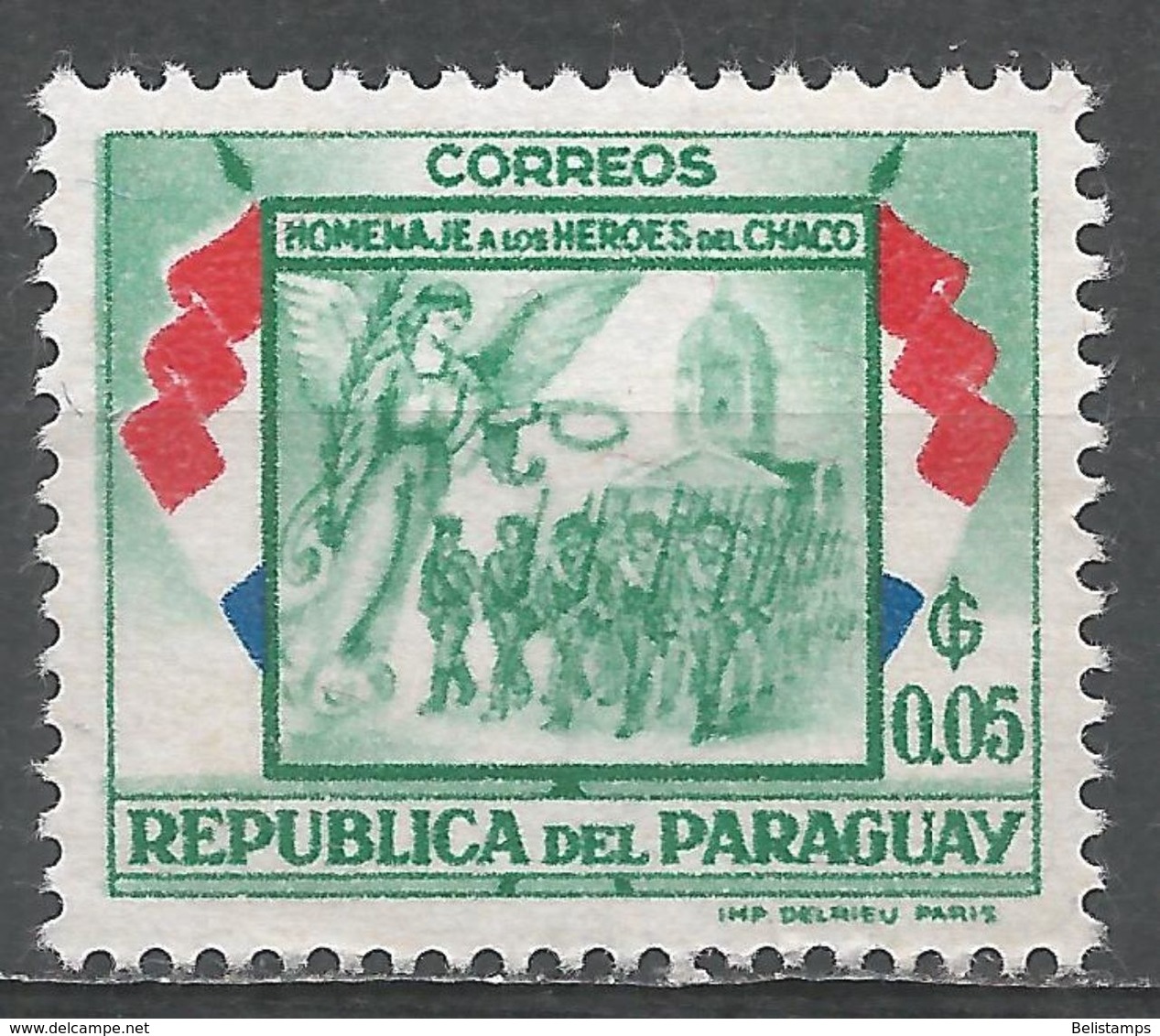 Paraguay 1957. Scott #508 (MH) Soldiers, Angel And Asuncion Cathedral - Paraguay