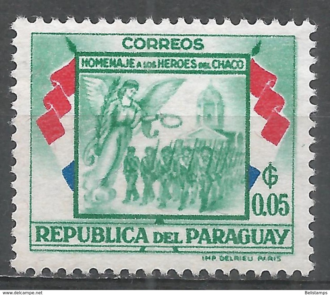 Paraguay 1957. Scott #508 (M) Soldiers, Angel And Asuncion Cathedral - Paraguay