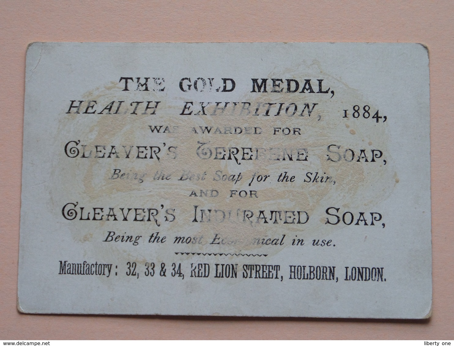 CLEAVER'S SOAP ( The Gold Medal Health Exhibition 1884 ) HOLBORN London ( See Photo ) ! - Autres & Non Classés