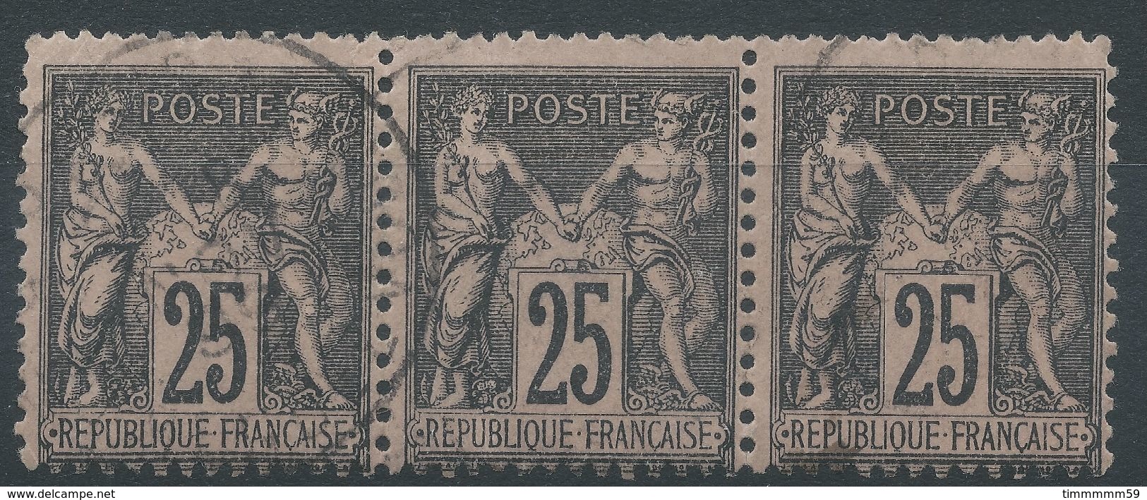 Lot N°39448  Bande De Trois N°97, Oblit Cachet à Date - 1876-1878 Sage (Type I)