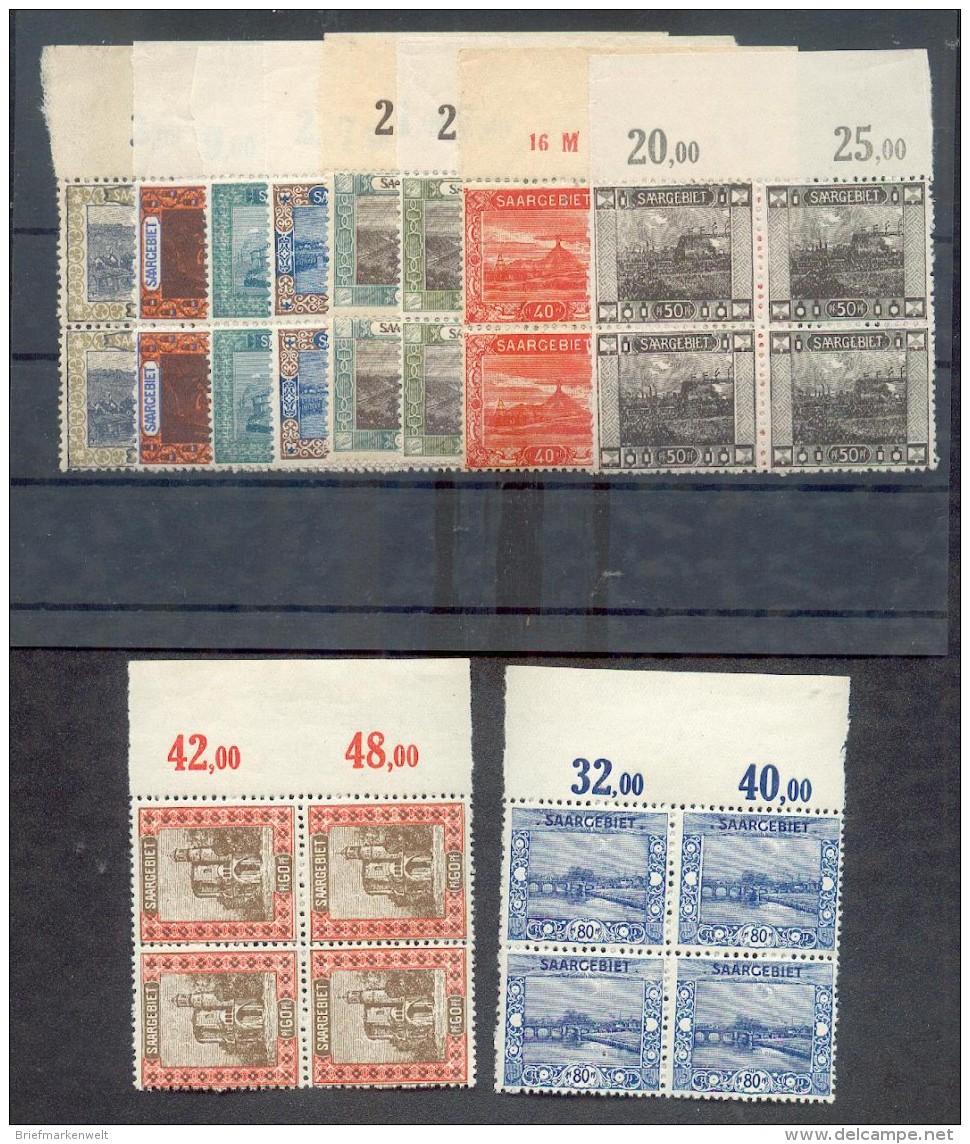 Saar Aus 53/62 VIERERBLOCK OBERRAND**POSTFRISCH (72319 - Unused Stamps