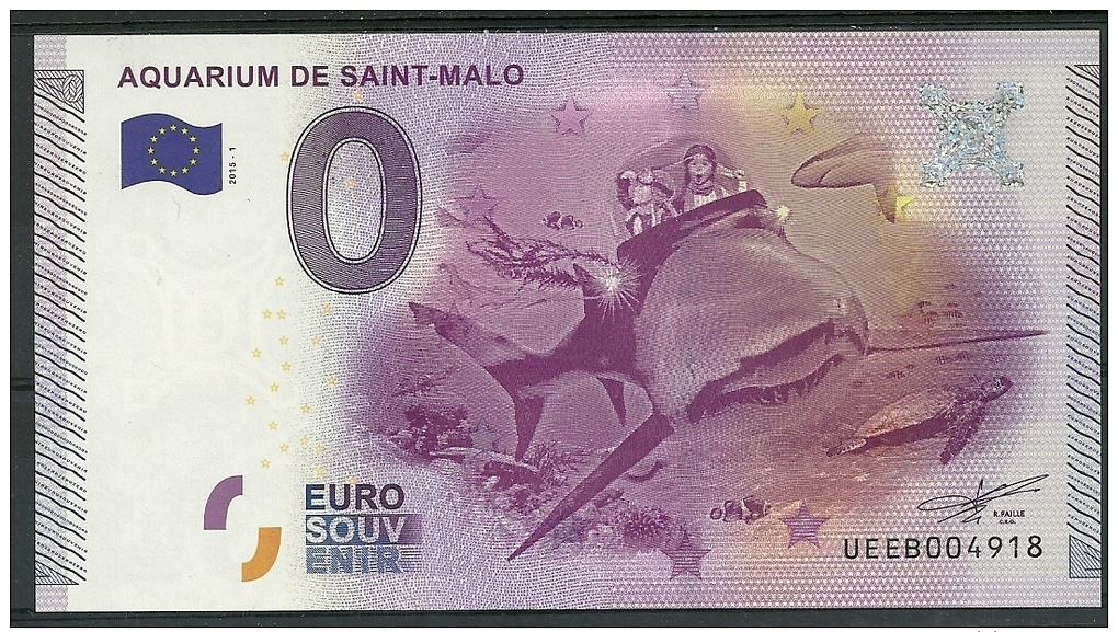 Billet Touristique  0 Euro 2015  Aquarium De Saint Malo - Private Proofs / Unofficial