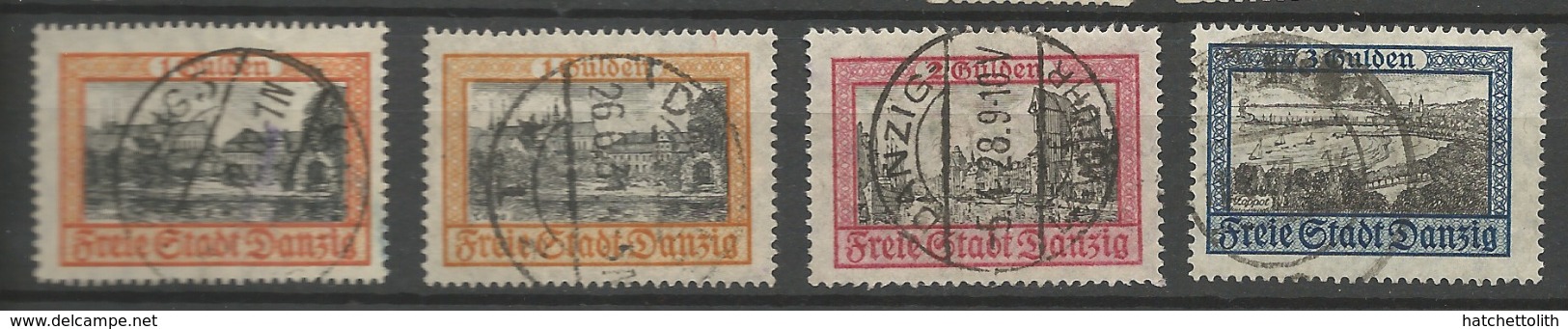 Danzig 1924/25 Sightseeing 1 Gulden - 3 Gulden , 1 G. With Shades Cancelled O - Other & Unclassified