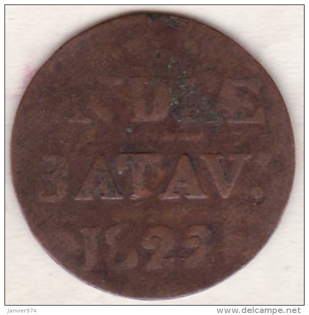 SUMATRA, Netherlands East Indies .1/2 Stuiver 1822 , Copper, KM# 284.2 - Indonésie