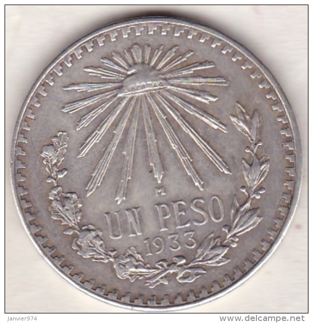 Mexico . 1 Peso 1933 . Argent. KM# 455 - Mexique