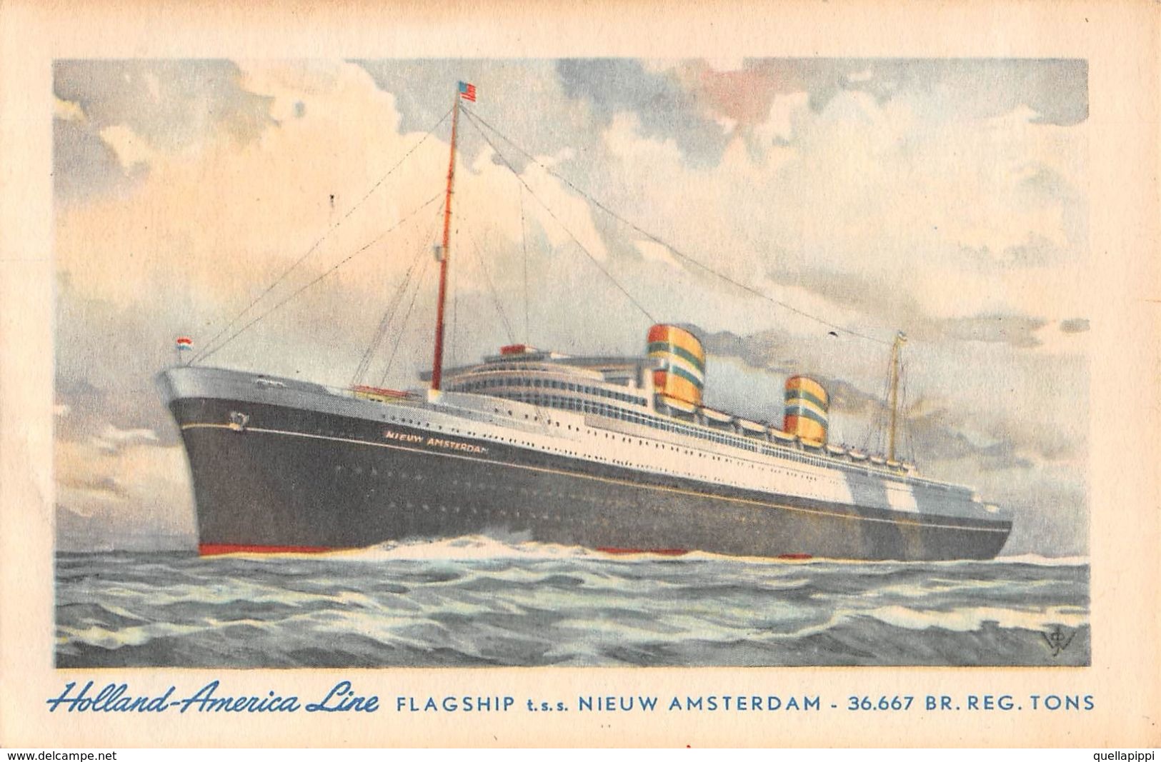 07194 "HOLLAND-AMERICA LINE - FLAGSHIP T.S.S. NIEUW AMSTERDAM - 36.667 BR. REG. TONS" CART. NON SPED - Banks