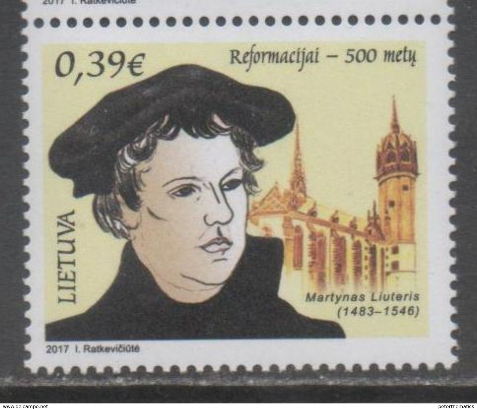 LITHUANIA, 2017, MNH,  REFORMATION, CHRISTIANITY, RELIGION, LUTHER, 1v - Christianity