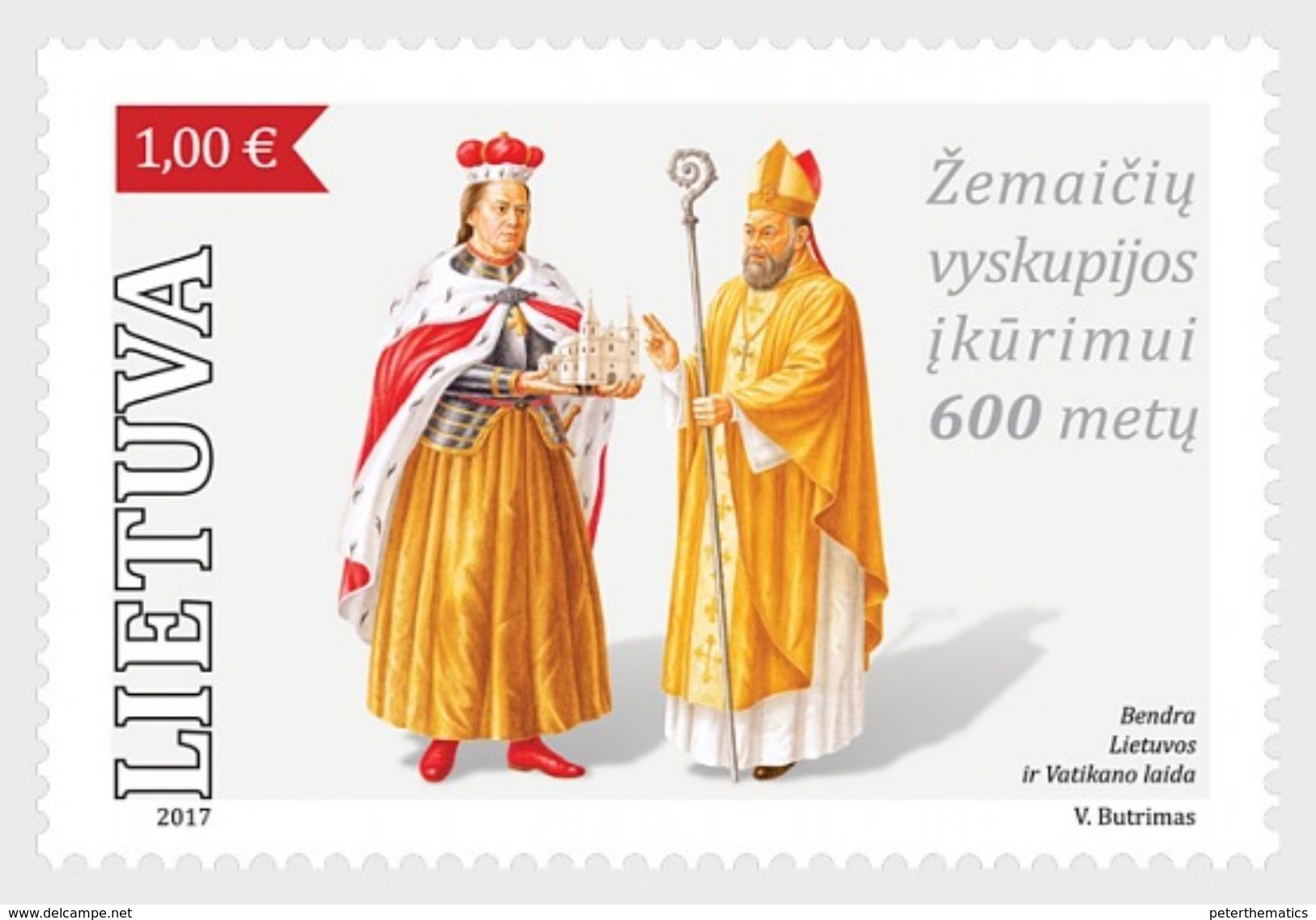 LITHUANIA, 2017, MNH,  JOINT ISSUE WITH THE VATICAN, CATHOLIC CHURCH, DIOCESE OF SAMOGITIANS, 1v - Gezamelijke Uitgaven