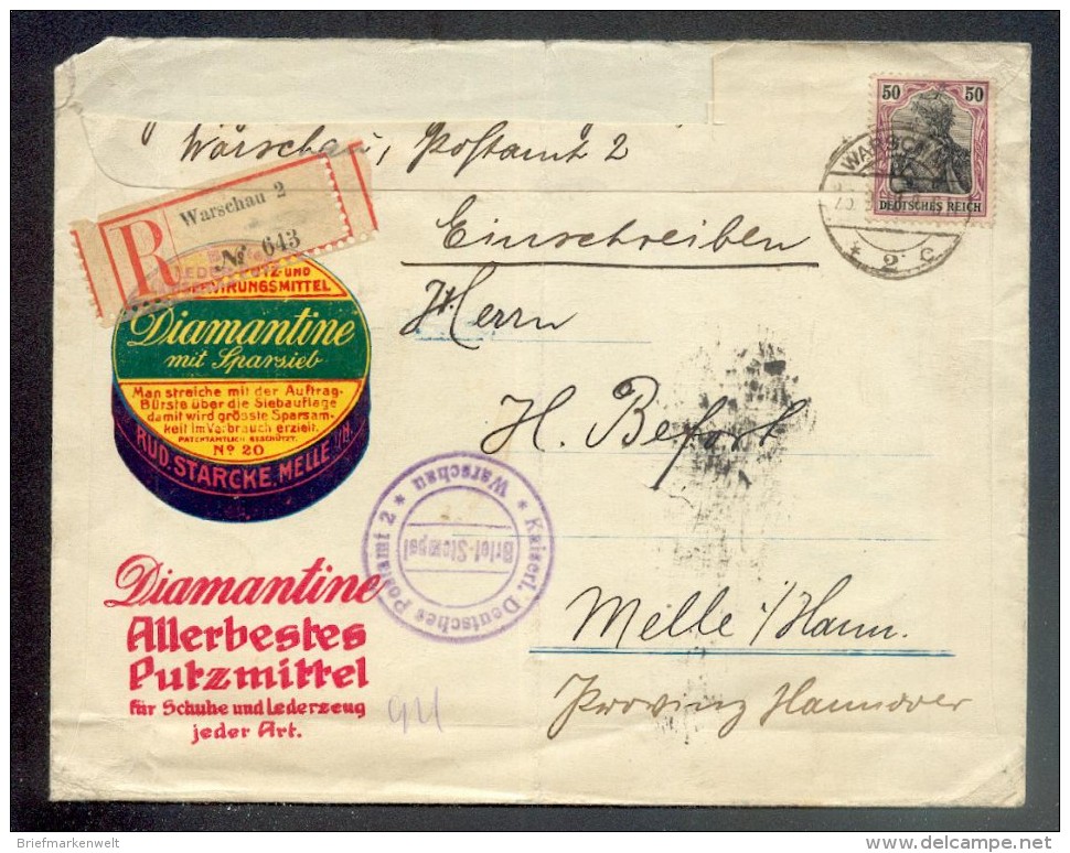 DR-Germania HERRLICHER WERBEUMSCHLAG DIAMANT PUTZMITTEL (R1503 - Storia Postale