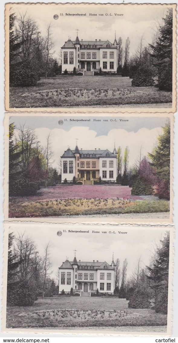 SCHERPENHEUVEL-KASTEEL-HOME-O.L.VROUW-UITGAVE-GROTE BAZAAR-LOTJE VAN 3 VERSCHILLENDE-NIET VERSTUURD-MOOI ! ! ! - Scherpenheuvel-Zichem