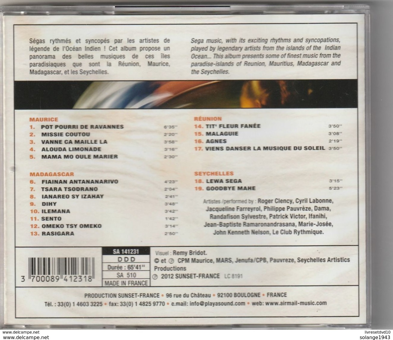 Cd Musique De L Océan Indien Reunion Maurice Madagascar  Etat: TTB Port 110 Gr Ou 30gr - World Music