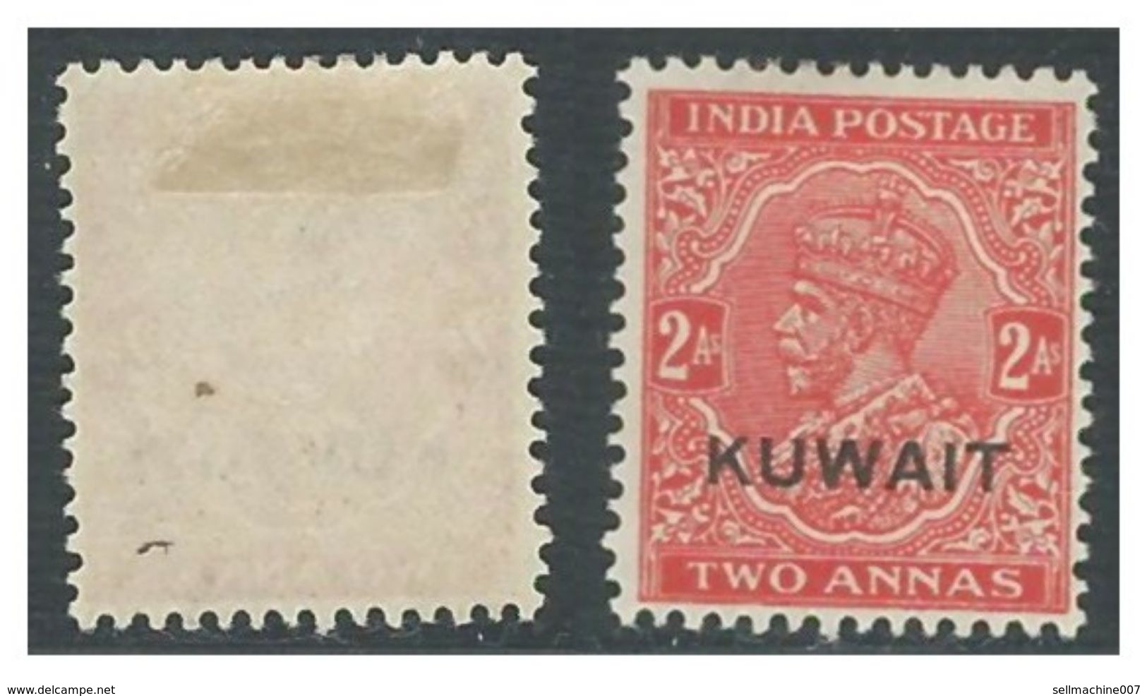 KUWAIT Two 2 Anna Small Die Red Stamp SG 19c Great Britain 1929 -1937 King George V - India Postage Overprinted MH - Koweït