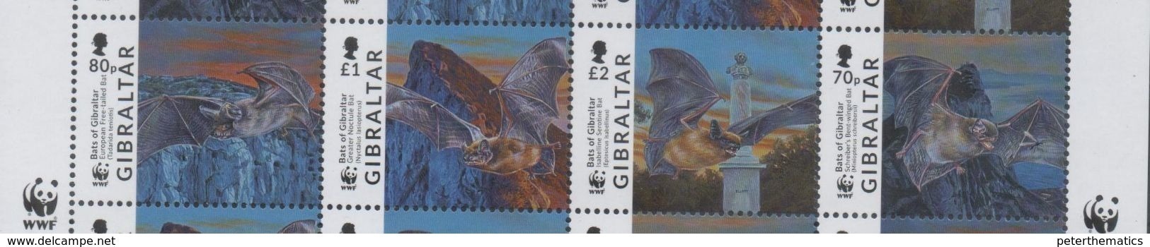 GIBRALTAR , 2017, MNH, WWF, BATS, 4v Ex. SHEETLET - Other & Unclassified