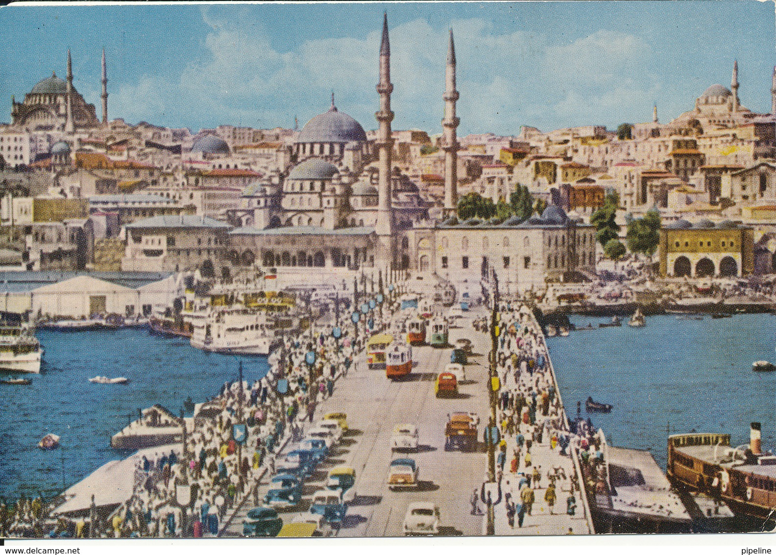 Turkey Postcard Sent To Denmark 10-12-1962 (Galata Bridge) - Turkey