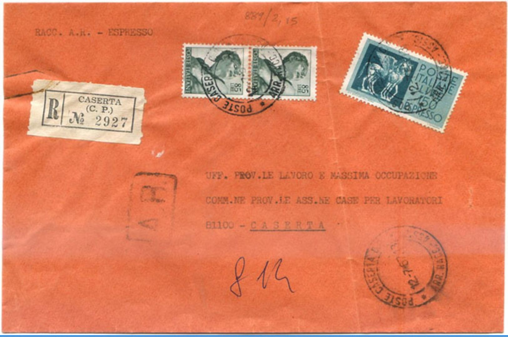 1967 MICHELANGIOLESCA L. 85 COPPIA + ESPRESSO L. 150 BUSTA RACC. 12.7.67 BELLA COMBINAZIONE MONOCROMA (8869) - 1961-70: Storia Postale