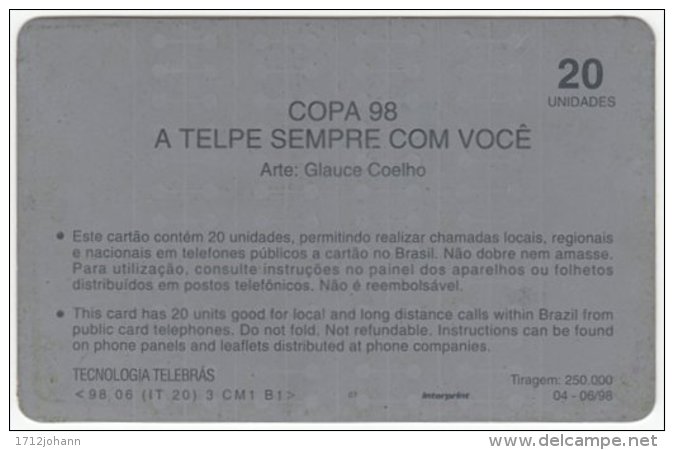BRASIL F-786 Magnetic Telebras - Sport, Event, Soccer, World Cup - Used - Brazil