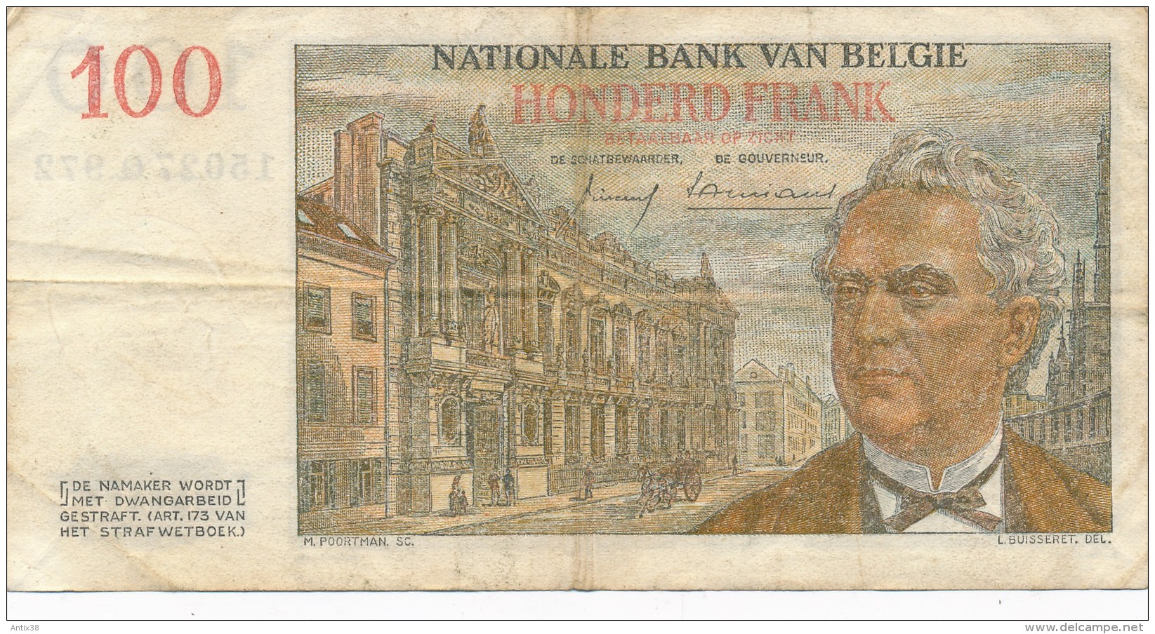 H17 - Billet - 100 FRANCS - BANQUE NATIONALE DE BELGIQUE - 1959 - 100 Franchi