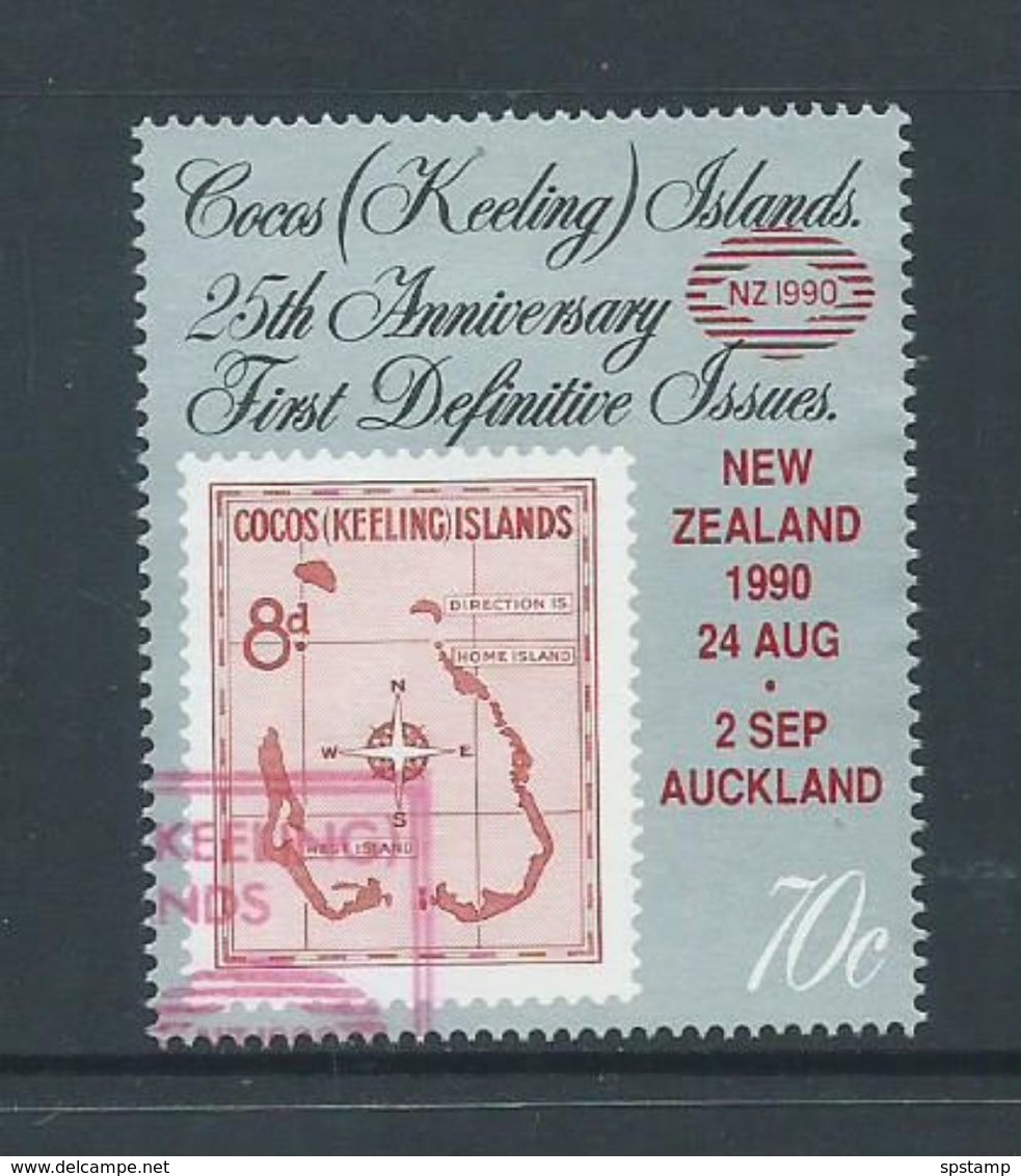 Cocos Keeling Island 1990 New Zealan Overprint On 70c Stamp Anniversary FU - Cocos (Keeling) Islands