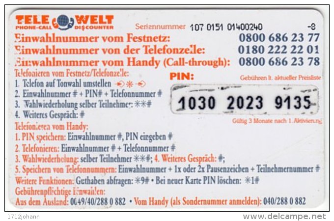 GERMANY Prepaid B-310 - TeleWelt - Symbols Of Africa, Animal, Elephant - Used - [2] Mobile Phones, Refills And Prepaid Cards