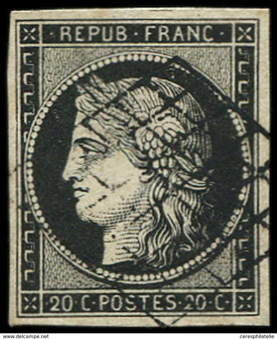 EMISSION DE 1849 3a   20c. Noir Sur Blanc, Oblitéré GRILLE, TB - 1849-1850 Cérès