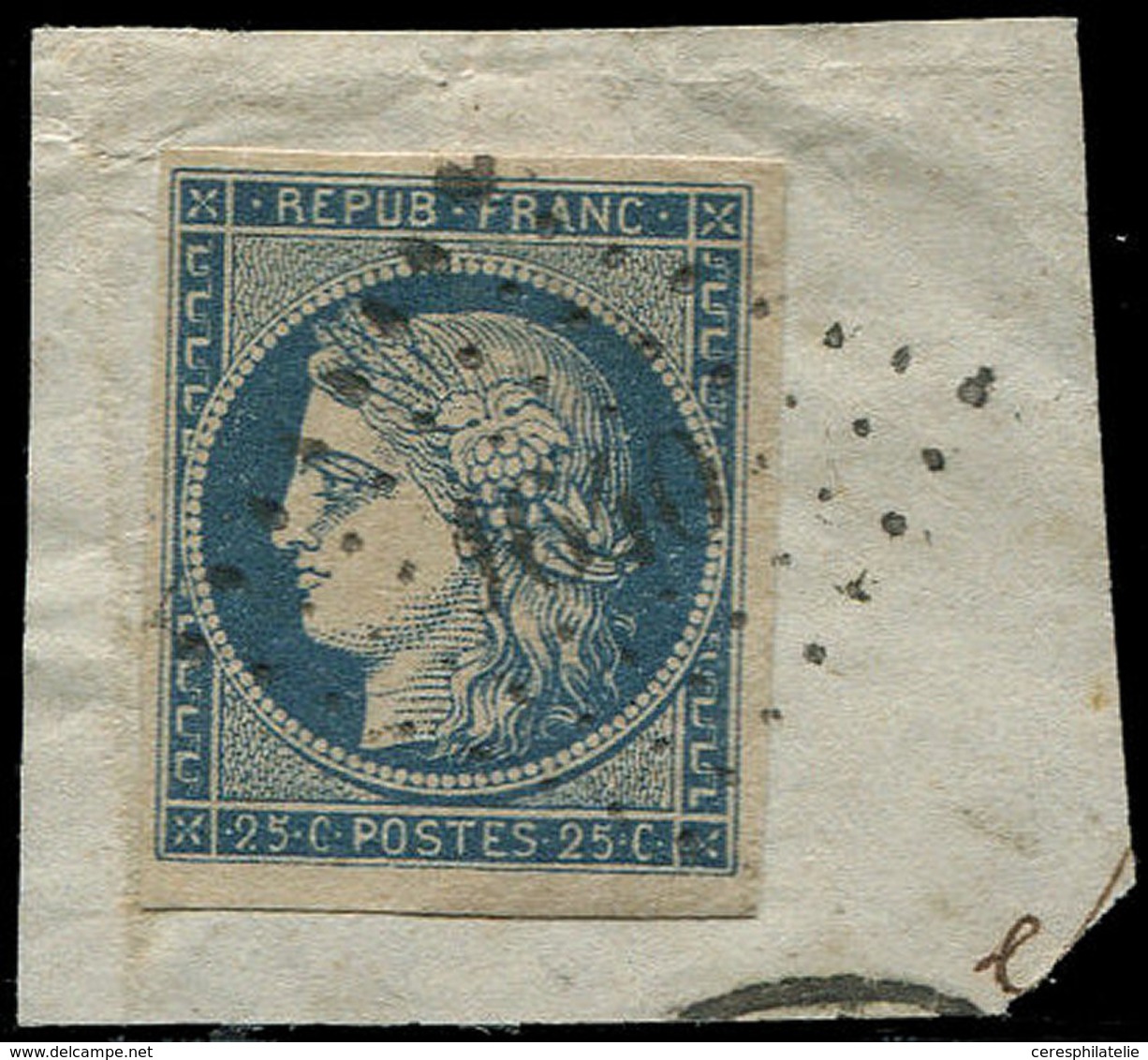 EMISSION DE 1849 4    25c. Bleu, Obl. PC 1640 S. Fragt, TB - 1849-1850 Ceres