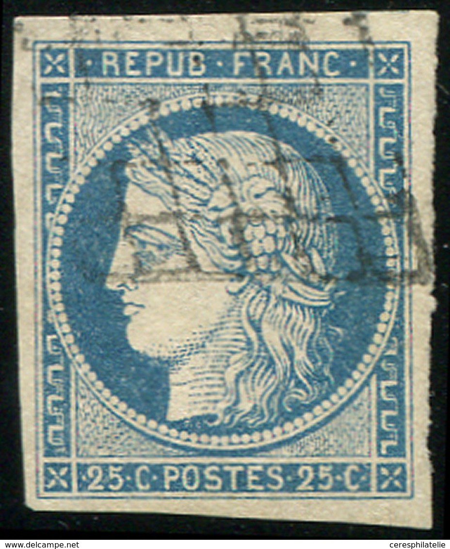 EMISSION DE 1849 4f   25c. Bleu Clair, Très Belles Marges, Obl. GRILLE, TB - 1849-1850 Ceres