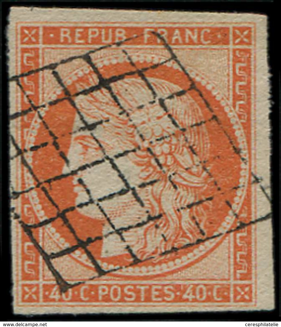 EMISSION DE 1849 5    40c. Orange, Oblitéré GRILLE, Frais, TB/TTB - 1849-1850 Cérès
