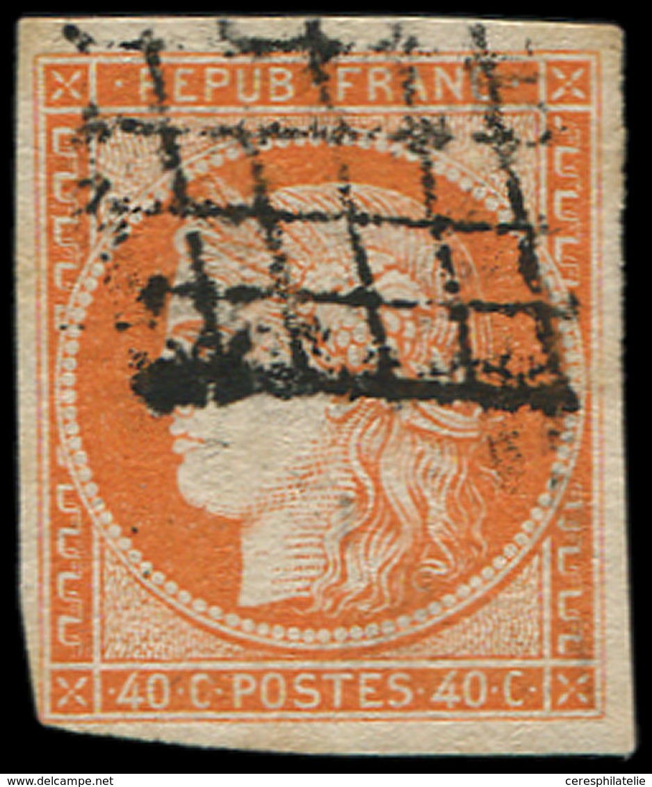 EMISSION DE 1849 5    40c. Orange, Oblitéré GRILLE, TB - 1849-1850 Cérès