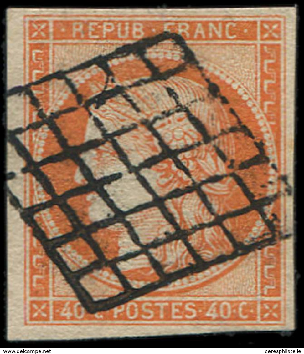 EMISSION DE 1849 5    40c. Orange, Oblitéré GRILLE, TB - 1849-1850 Ceres