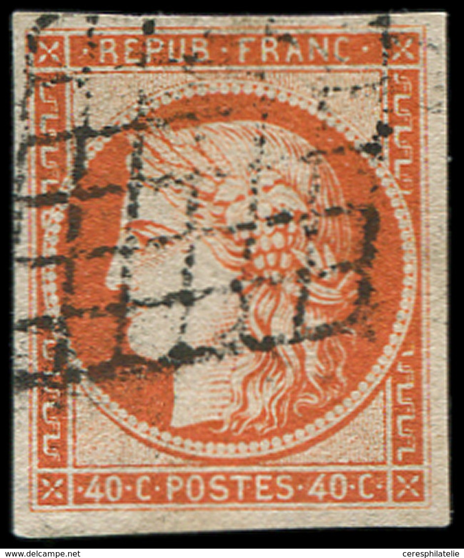 EMISSION DE 1849 5    40c. Orange, Obl. GRILLE, Belle Nuance, TB - 1849-1850 Ceres